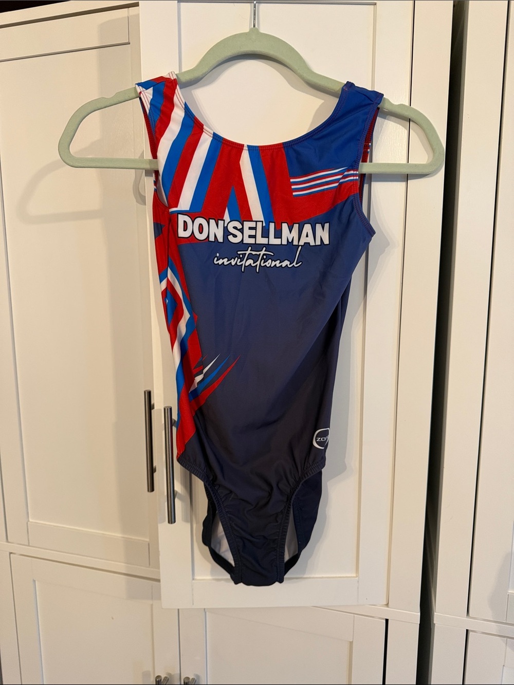 Women’s Blue & Red gymnastics leotard